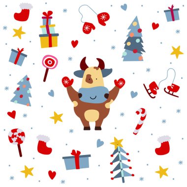 Yeni yılın teması üzerine vektör illüstrasyonu.