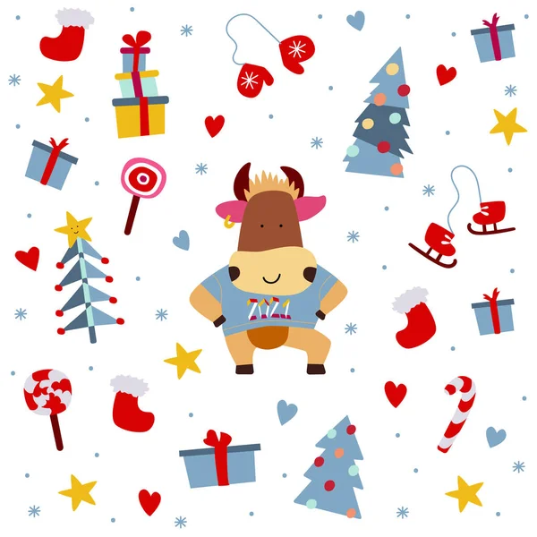 Yeni yılın teması üzerine vektör illüstrasyonu.