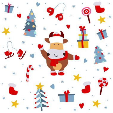 Yeni yılın teması üzerine vektör illüstrasyonu.