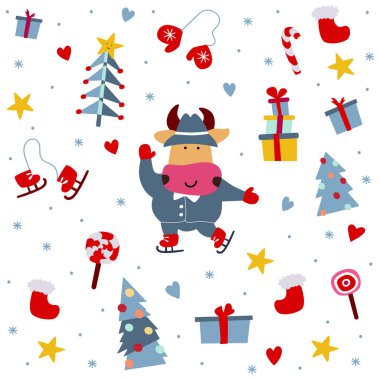 Yeni yılın teması üzerine vektör illüstrasyonu.