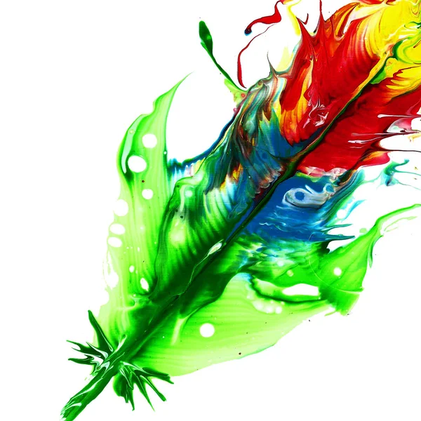 Beyaz arka planda tüy. Soyutlama. Akışkan sanat