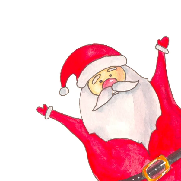Akvarell Illusztráció Télapó Fehér Háttérrel Karácsonyi Háttér Karácsonyi Illusztráció Stock Kép