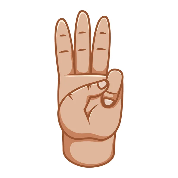 Gesti della mano, grande design per qualsiasi scopo. Tre numeri. Icona della linea gestuale. Gesti vettoriali umani. Fondo bianco . — Vettoriale Stock
