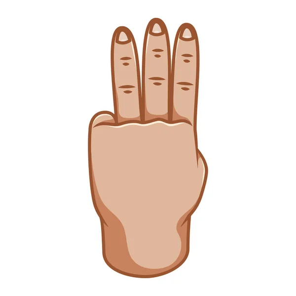 Gesti della mano, grande design per qualsiasi scopo. Tre numeri. Icona della linea gestuale. Gesti vettoriali umani. Fondo bianco . — Vettoriale Stock