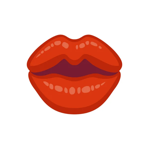 Mulheres bonitas beijo sexy, ótimo design para qualquer finalidade. Beijo, lábio feminino com batom vermelho. Lábio sexy isolado no branco —  Vetores de Stock