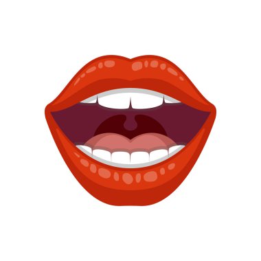 Güzel kadınlar seksi dudak, herhangi bir amaç için büyük tasarım. Kadın dudak kırmızı ruj. Açık ağız diş ile.