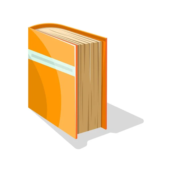 Livro laranja na capa dura com lugar para texto em vez de título de pé no lado . —  Vetores de Stock