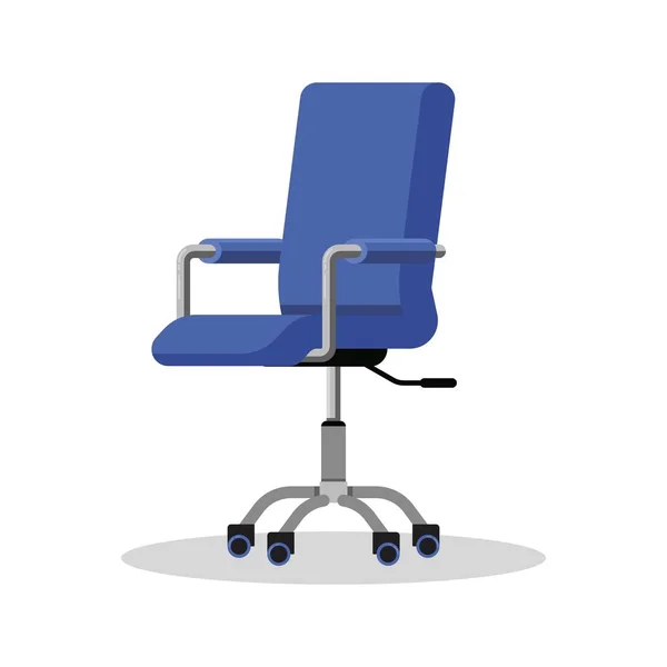 Biuro jasne niebieskie krzesło z kółek. Fotel z regulacją wysokości biurka. Widok z boku. — Wektor stockowy
