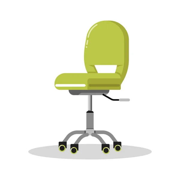 Office bright green chair with casters. Desk height adjustable armchair. Side view. — Stock Illustration Office bright green chair with casters. Desk height adjustable armchair. Side view. Stock Illustration