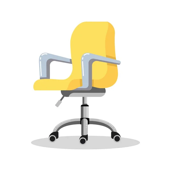 Office bright yellow chair with casters. Desk height adjustable armchair. Side view. — Stock Illustration Office bright yellow chair with casters. Desk height adjustable armchair. Side view. Royalty Free Stock Vectors