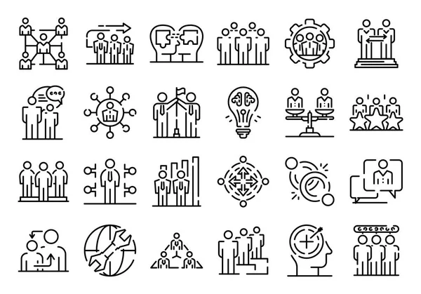 Gran conjunto de iconos de línea delgada relacionados con la gestión de recursos humanos aislados en blanco . — Vector de stock