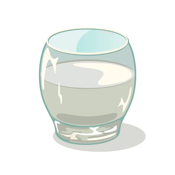 Rocking Tumbler. Coupe courte en verre avec de l'eau. Des vases à boire. Vecteur de bande dessinée sur blanc . — Image vectorielle