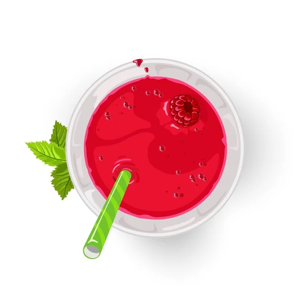 Ahududu kokteyli veya pipetli camda mocktail. Lezzetli yaz içeceği, berry içecek.