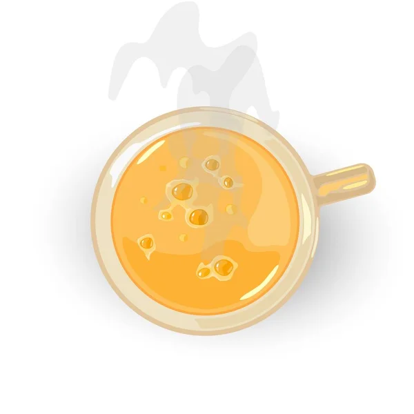 Chá amarelo, oolong, frutado ou à base de plantas acabado de fazer em xícara de porcelana. Bebida rica quente com espinho de areia . — Vetor de Stock