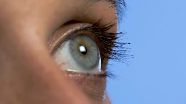 Light Colored Female Eye Close Side View Stock Video