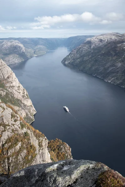 Panorama Krajobrazu Lysefjord Znikającym Punktem — Zdjęcie stockowe