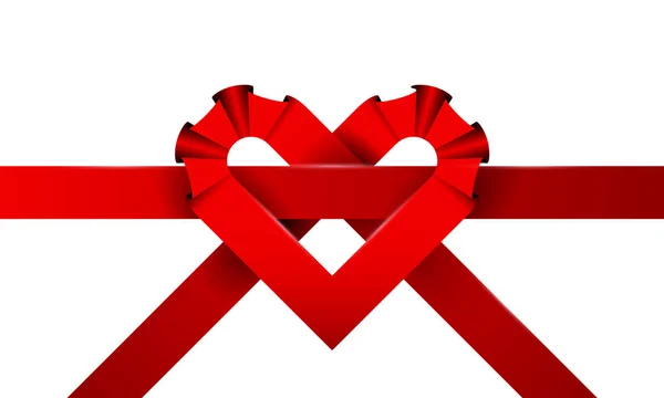 Háttér piros szalagok szívében. Reális szeretet és romantikus hátteret az üdvözlőlap esküvő. — Stock Vector