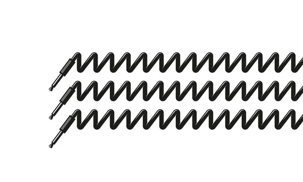 Audio-Stecker und Federschnur. Kopfhörerstecker und Spiralkabelbürste für Illustrator — Stockvektor
