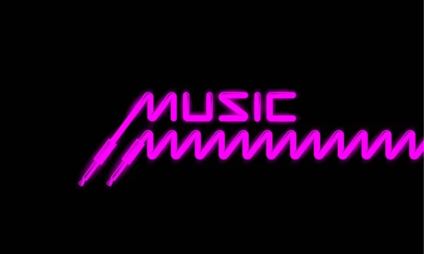 Bannière de musique trans fluorescente. Prise audio et cordon de ressort . — Image vectorielle