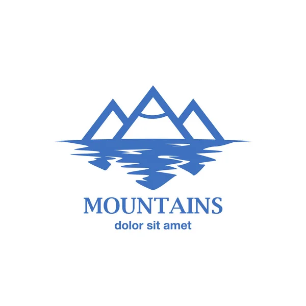 抽象的なブルーマウンテン湖に反射します。山名刺、ブランドや企業のロゴのアイデア. — ストックベクタ