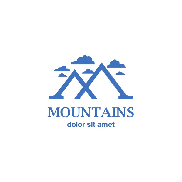 M として抽象でミニマルなブルーマウンテンズの手紙アイコン。山名刺、ブランドや企業のロゴのアイデア. — ストックベクタ