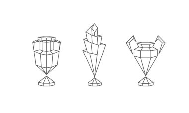 Poligonal kazanan bardak ayarlayın. Soyut Doğrusal kılavuz spor kupa.