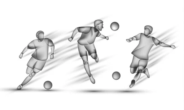 Joueurs de foot prêts. Silhouette noire transparente d'un footballeur sur fond blanc avec effet de superposition . — Image vectorielle