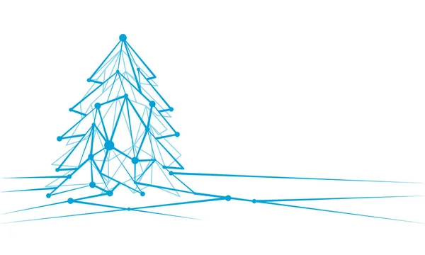 多角形の線形のクリスマス ツリーとクリスマスと新年の抽象的な背景. — ストックベクタ