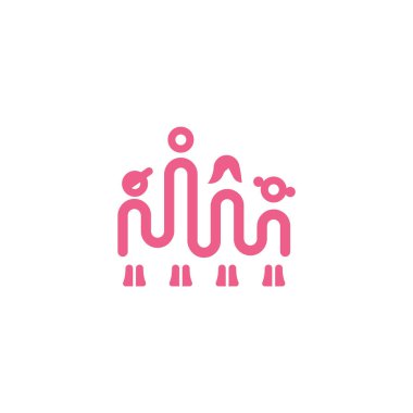 Aile bir satırı simgesi. Baba anne oğlu ve kızı ile basit doğrusal simgesi.