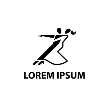 Tango dans çift. Bir dans festivali veya tango Okulu için soyut doğrusal logo.