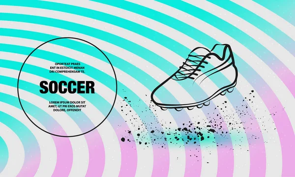 Neon Football Boot на полосатом фоне. Векторная ботинка для спортивной иллюстрации . — стоковый вектор