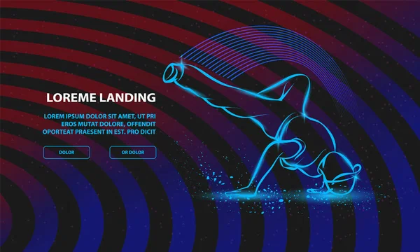 Breakdance-Freeze. Vektor Breakdance Hintergrund für Landing Page Template. — Stockvektor