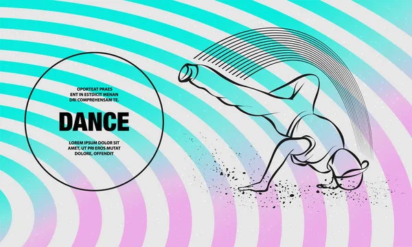 Rozvlnění. Vektorový obrys breakdance Sport ilustrace. — Stockový vektor