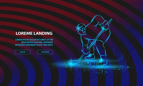 Joueur de hockey prêt à jouer. Fond de sport vectoriel pour modèle de page d'atterrissage . — Image vectorielle