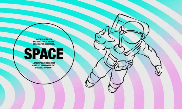 Astronaut letící vesmírem. Vektorový obrys ukázky Space man. — Stockový vektor