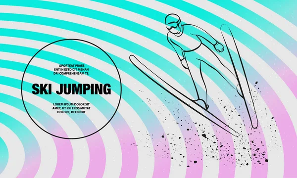 Спортсмен прыжков с трамплина в положении "летать". Векторный контур спортивной иллюстрации по прыжкам с трамплина . — стоковый вектор