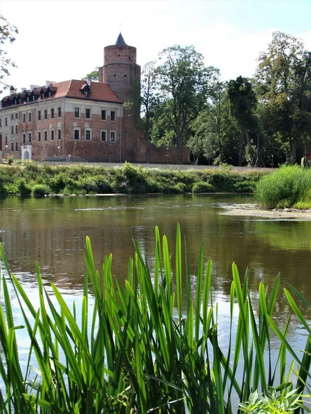 Castillo Uniejow Vista Desde Río Warta Polonia —  Fotos de Stock