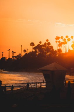 Arka plan resmi kopya alanı ile tropikal Sunset Beach sahnenin