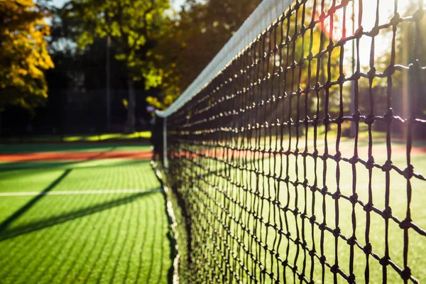 Bir güneşli sabah tenis kortunda