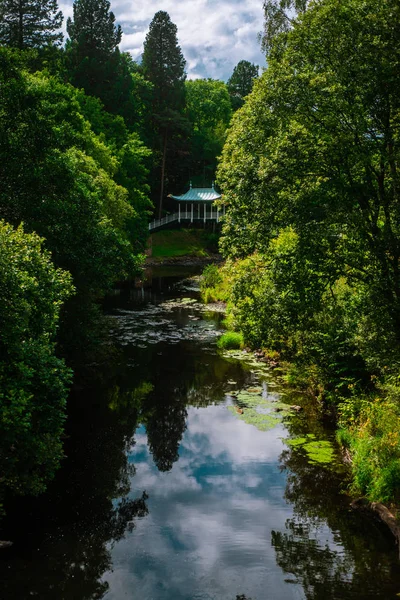 Chinese Style Bridge in the Gardens of Dumfries House in Scotlan