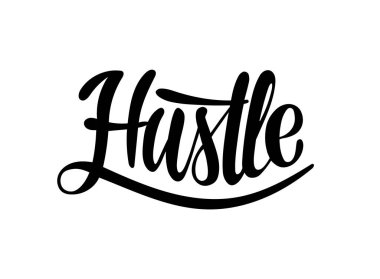 Elle çizilmiş yazı kartı. Yazıt: Hustle. Mükemmel tasarımı için tebrik kartları, afiş, T-shirt, afiş, yazdırma davetiyeler.