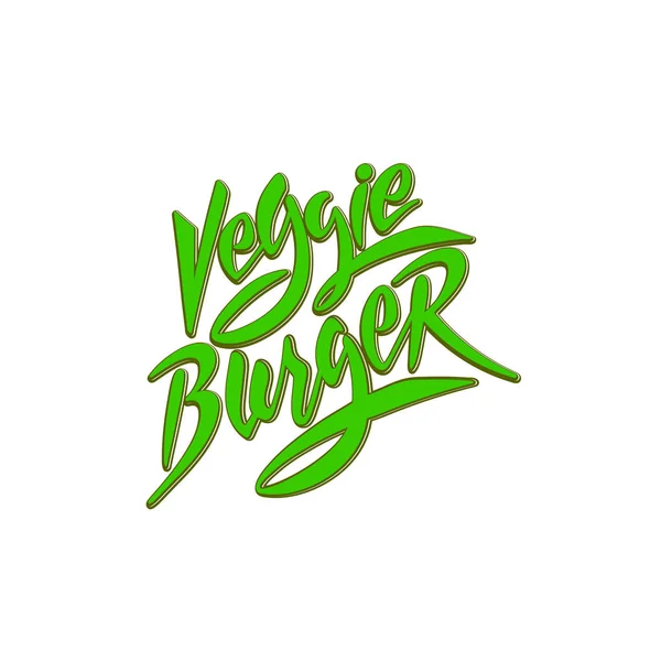 Veggie Burgers Lettering Logo Illustration Fastfood Cafe Menu Banner Poster — Stock Vector