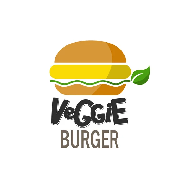 Veggie Burgers Lettering Logo Illustration Fastfood Cafe Menu Banner Poster — Stock Vector