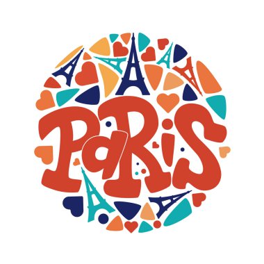 Paris el çizilmiş vektör harfleri ve Eiffer Kulesi. Modern kaligrafi fırça sıyrık harfleri. Paris mürekkep yazısı. Kartlar, afişler, el ilanları, baskı, Paris harfleri için tasarım öğesi beyaz arka plan üzerinde izole.