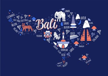 Bali, Endonezya Haritası Seyahat ve Cazibe, Yer İmleri, Turizm ve Geleneksel Kültür