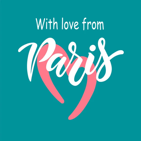 Welcome Paris Text Lettering Love Symbol Vector Illustration — Stock Vector