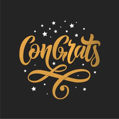 Tebrikler yazı. El yazısı modern kaligrafi, fırça boyalı harfler. İlham verici metin, vektör Illustration. Banner, poster, Flyer, tebrik kartı, web tasarımı veya fotoğraf yerleşimi için şablon