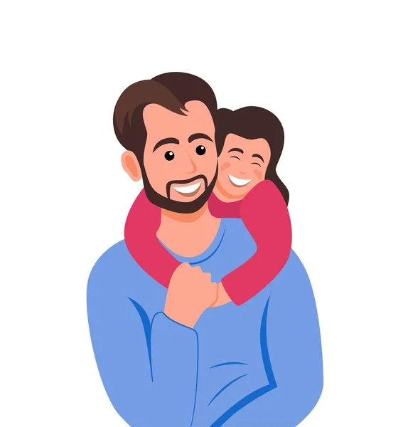Baba Taşıma Uyuyan Kızı Baba Günü Aile Ebeveyn Yavru Aşk — Stok Vektör