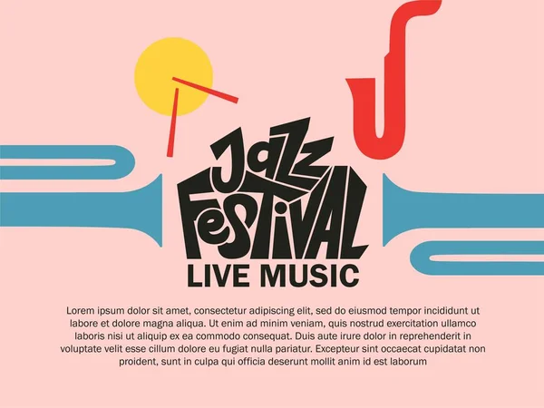 带有乐器的爵士音乐节矢量设置海报 完美的音乐活动 爵士音乐会 — 图库矢量图片