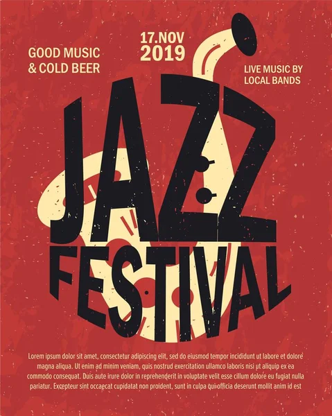 带有乐器的爵士音乐节矢量设置海报 完美的音乐活动 爵士音乐会 — 图库矢量图片